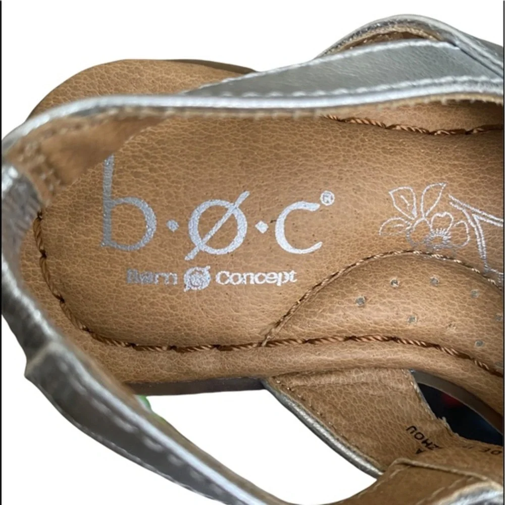 New BOC Born Concepts Silver Leather‎ Sandals sz 5